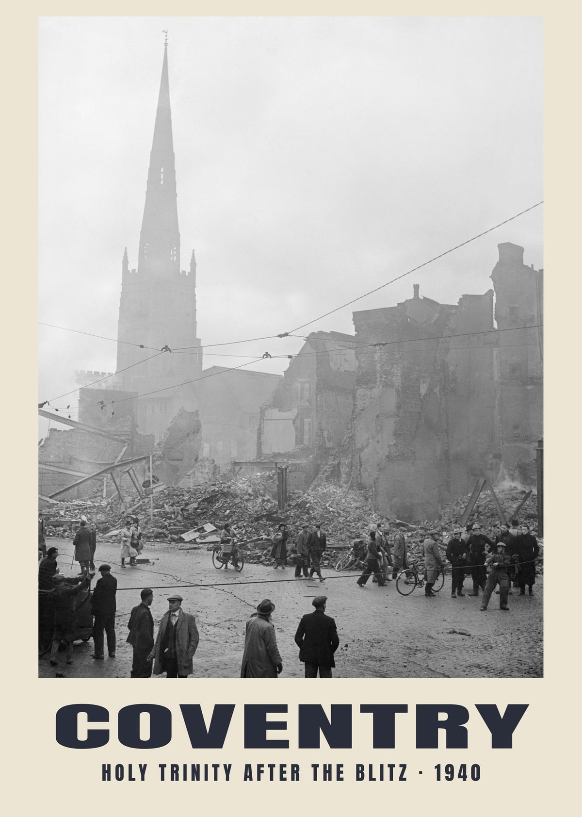 Holy Trinity after the Blitz, Coventry — Historic photograph print, 1940