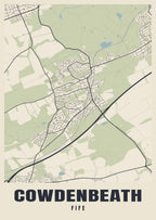 Street map poster of Cowdenbeath, Fife