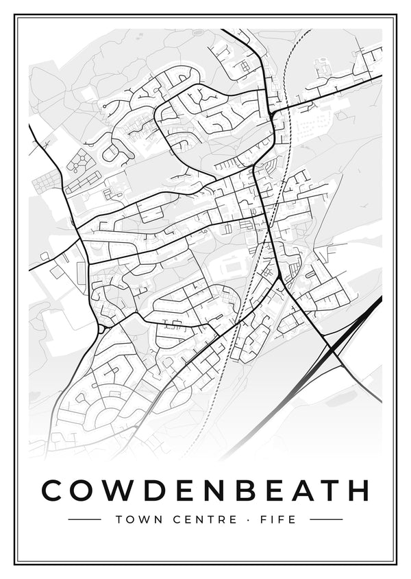 Cowdenbeath Town Centre Street Map Poster
