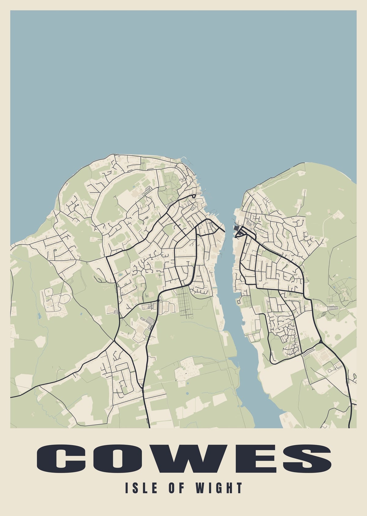 Street map poster of Cowes, Isle of Wight