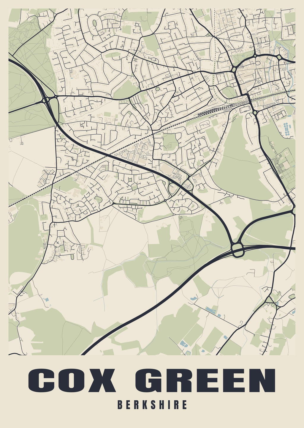 Street map poster of Cox Green, Berkshire