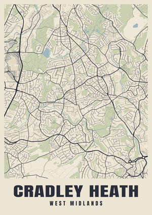 Cradley Heath Street Map Poster
