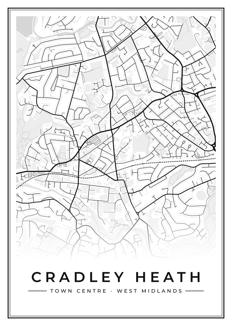 Cradley Heath Town Centre Street Map Poster