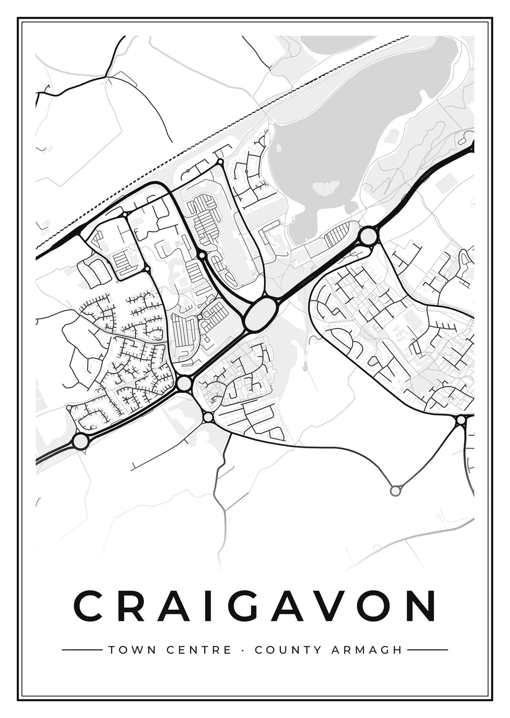 Street map poster of Craigavon town centre, County Armagh