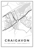 Street map poster of Craigavon town centre, County Armagh