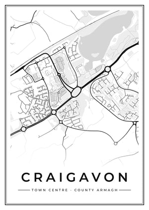 Craigavon Town Centre Street Map Poster