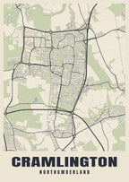 Street map poster of Cramlington, Northumberland