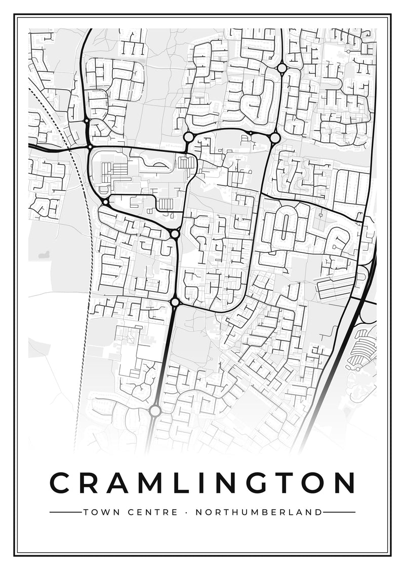 Cramlington Town Centre Street Map Poster