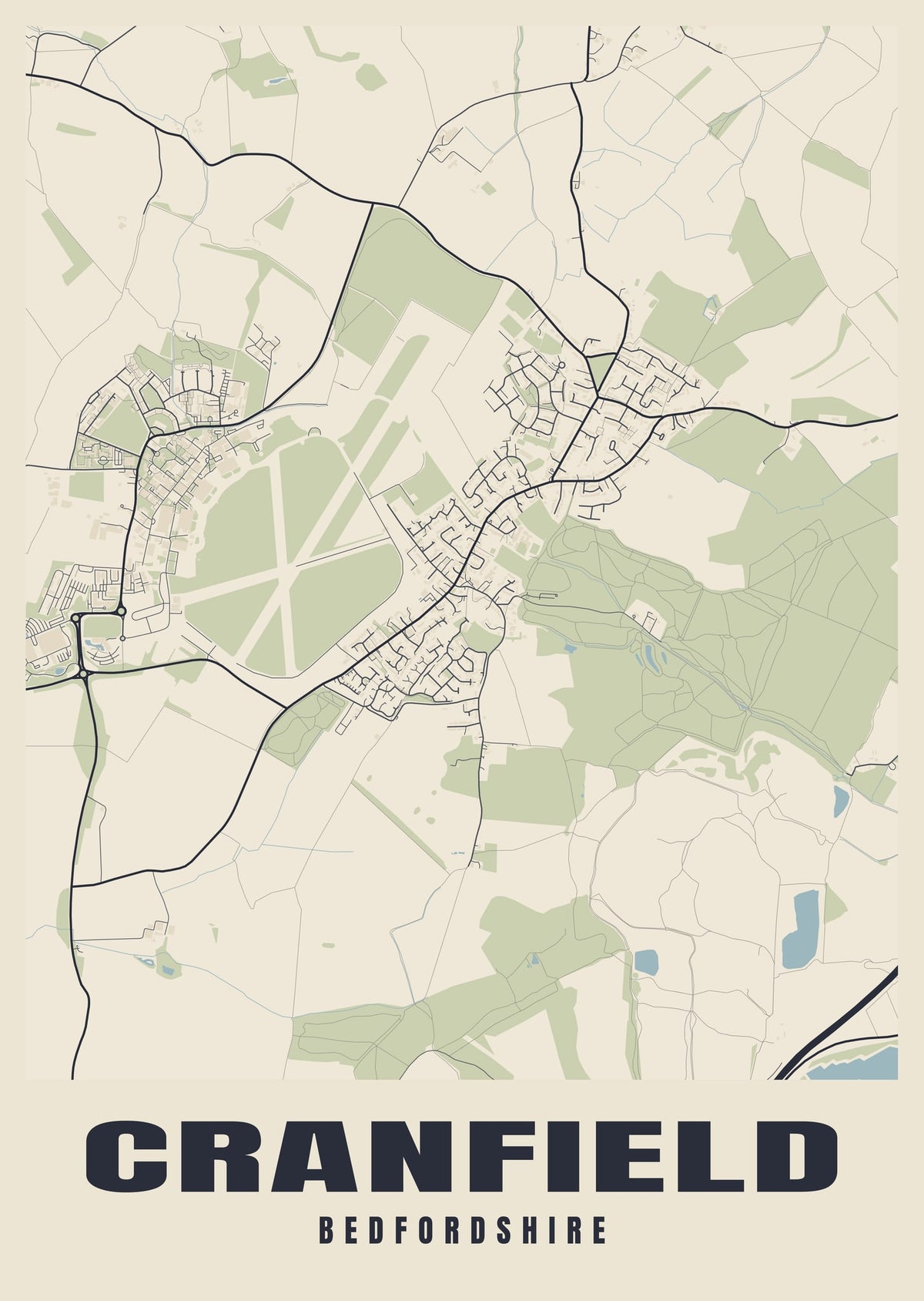 Street map poster of Cranfield, Bedfordshire