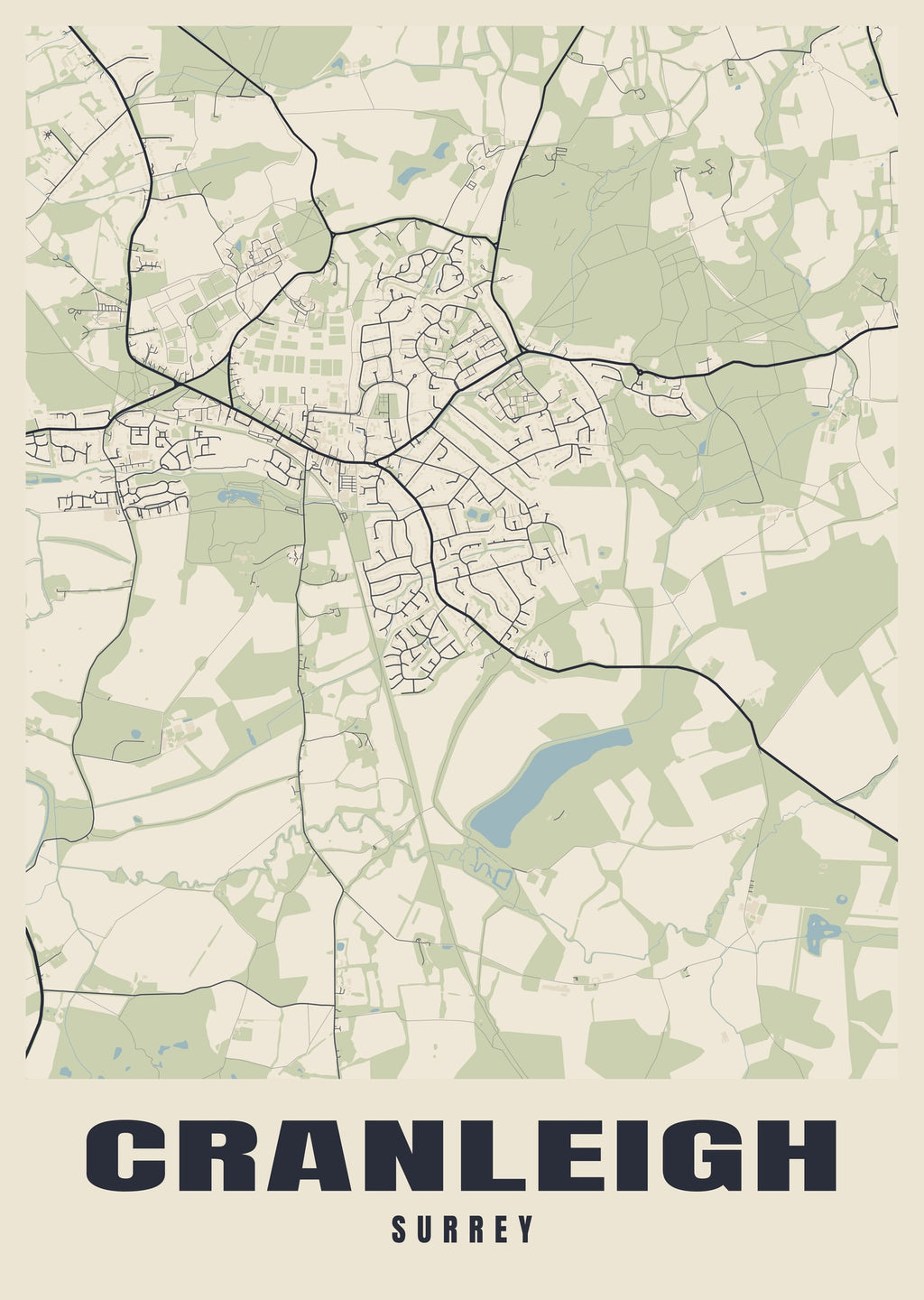 Street map poster of Cranleigh, Surrey