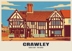 Ancient Priors, Crawley poster, Retro Railway style
