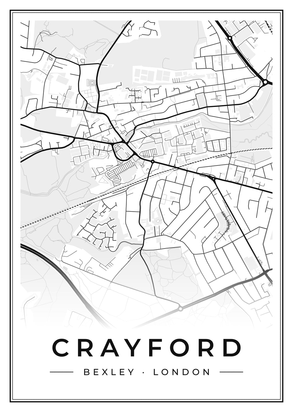 Street map poster of Crayford, Bexley, London