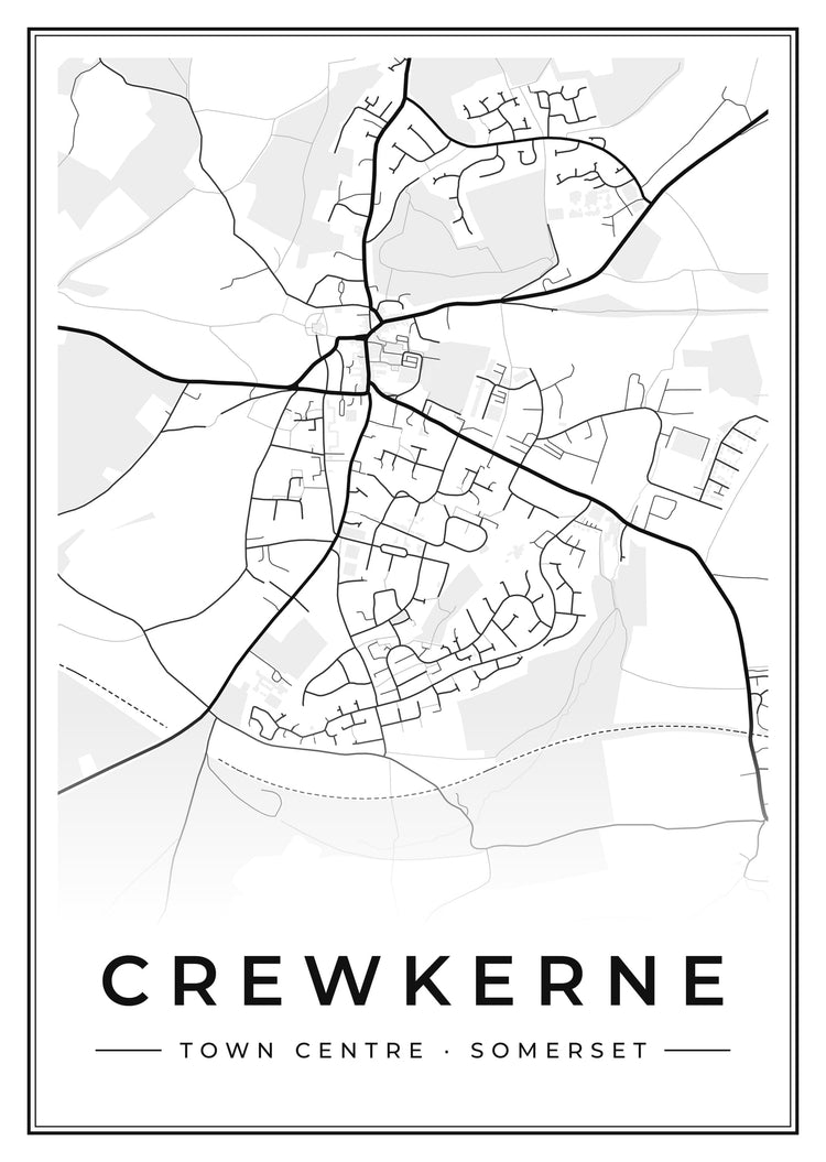 Crewkerne Town Centre Street Map Poster