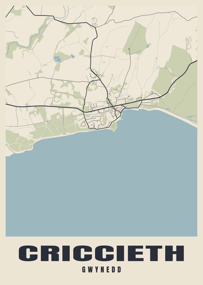 Criccieth Street Map Poster