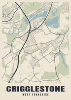 Street map poster of Crigglestone, West Yorkshire