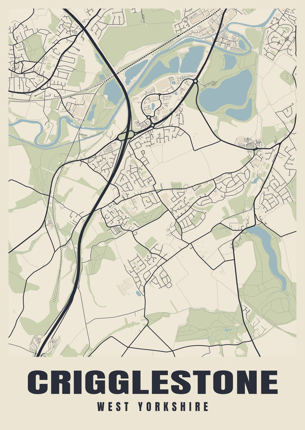 Crigglestone Street Map Poster