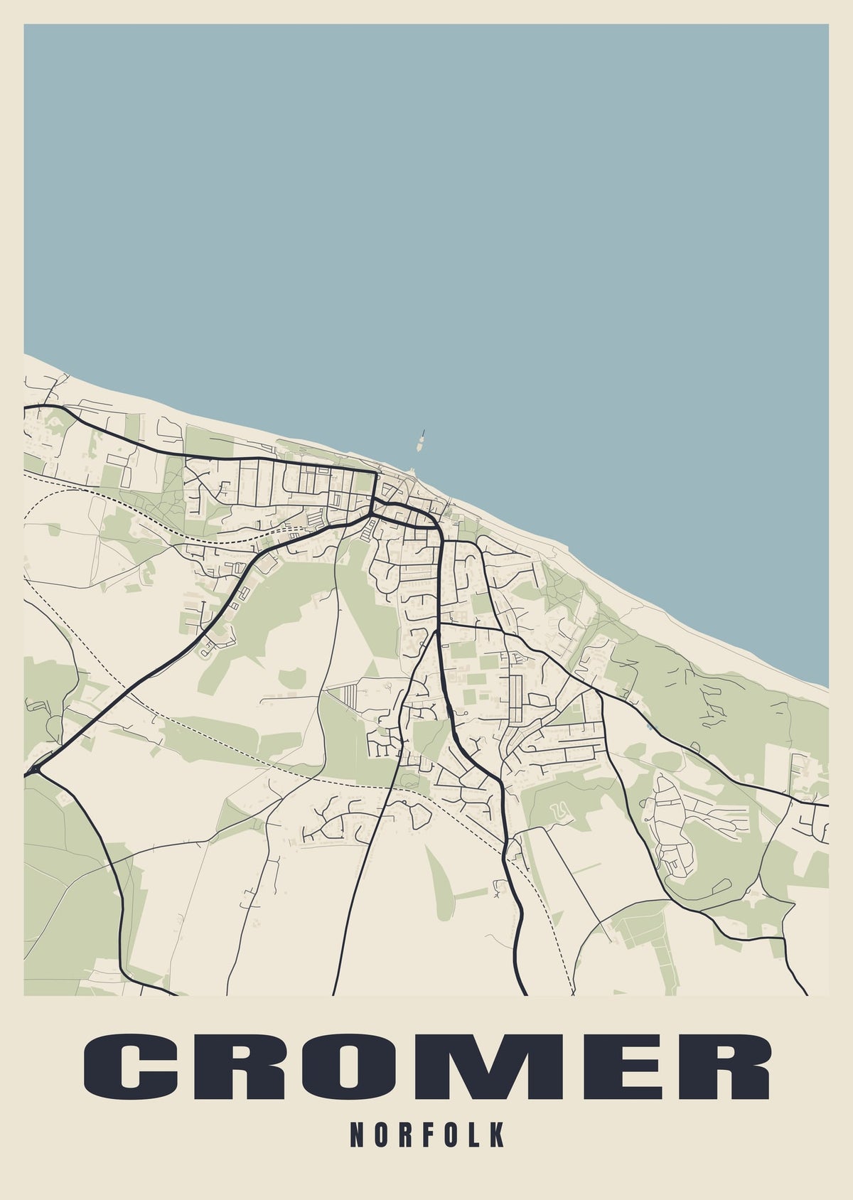 Street map poster of Cromer, Norfolk