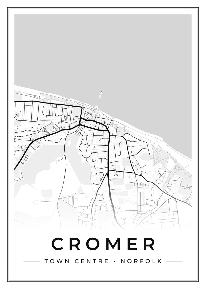 Cromer Town Centre Street Map Poster