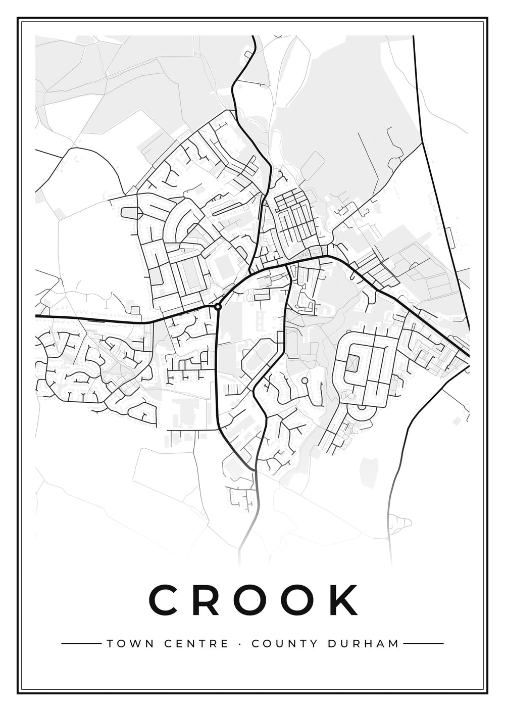 Crook Town Centre Street Map Poster