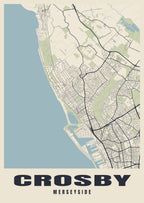 Street map poster of Crosby, Merseyside