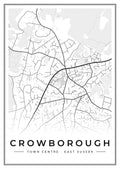 Street map poster of Crowborough town centre, East Sussex