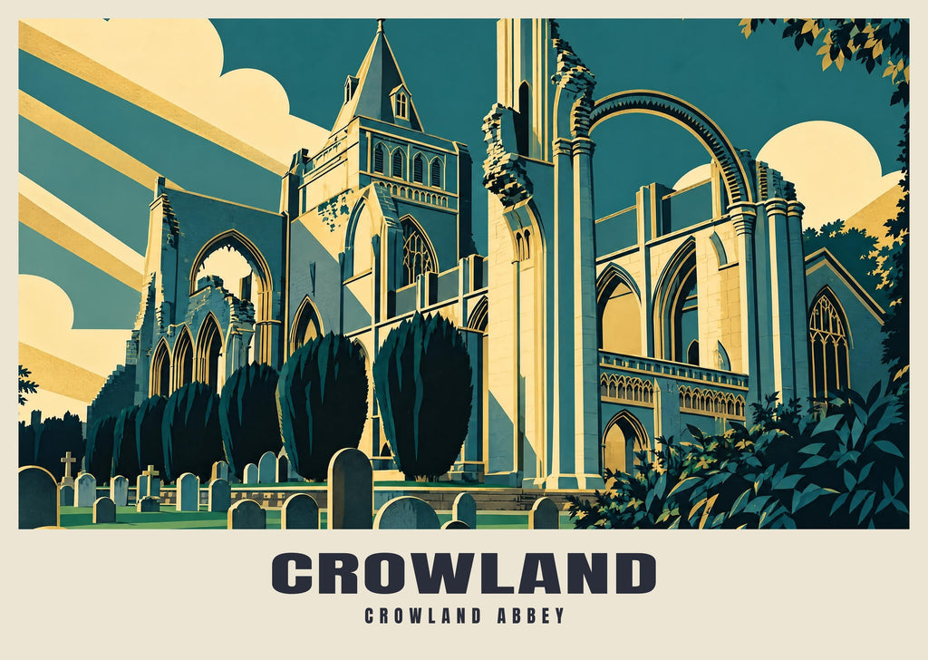 Crowland Abbey poster, Art Deco style