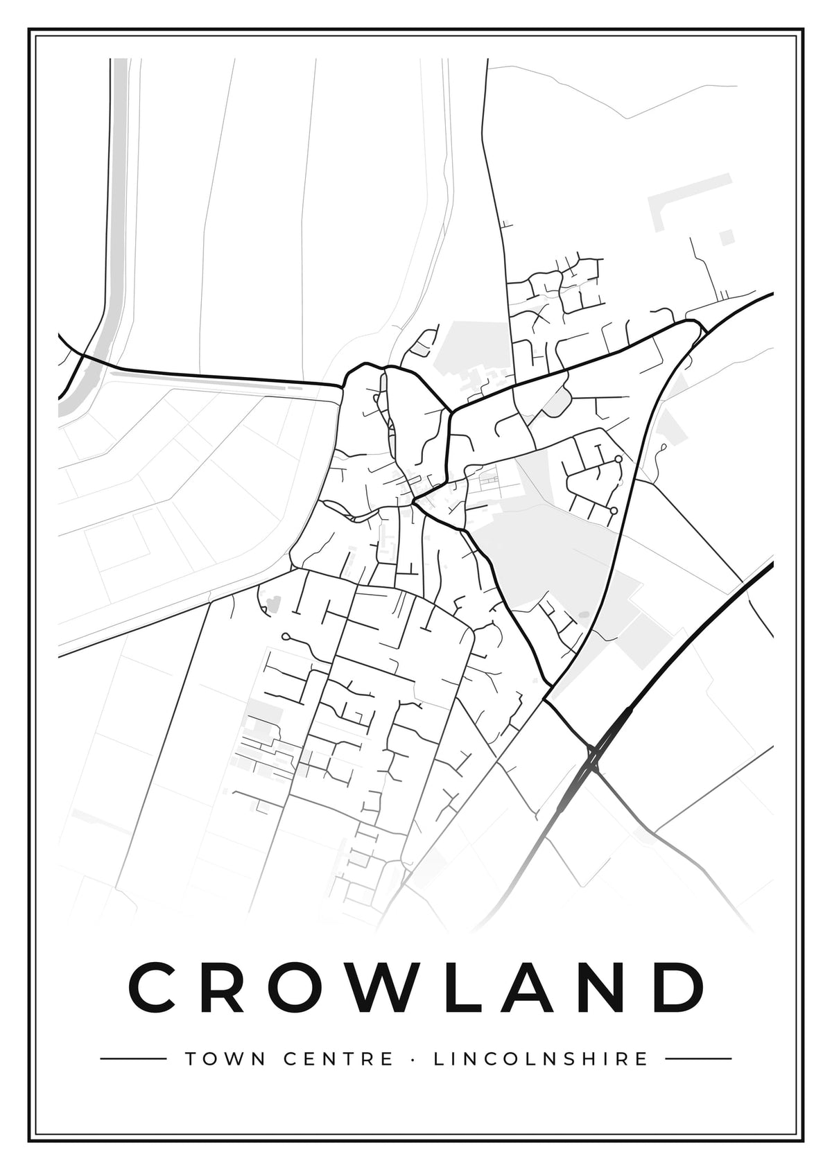 Street map poster of Crowland town centre, Lincolnshire