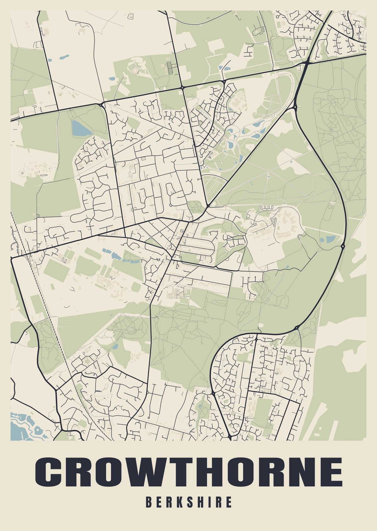Street map poster of Crowthorne, Berkshire