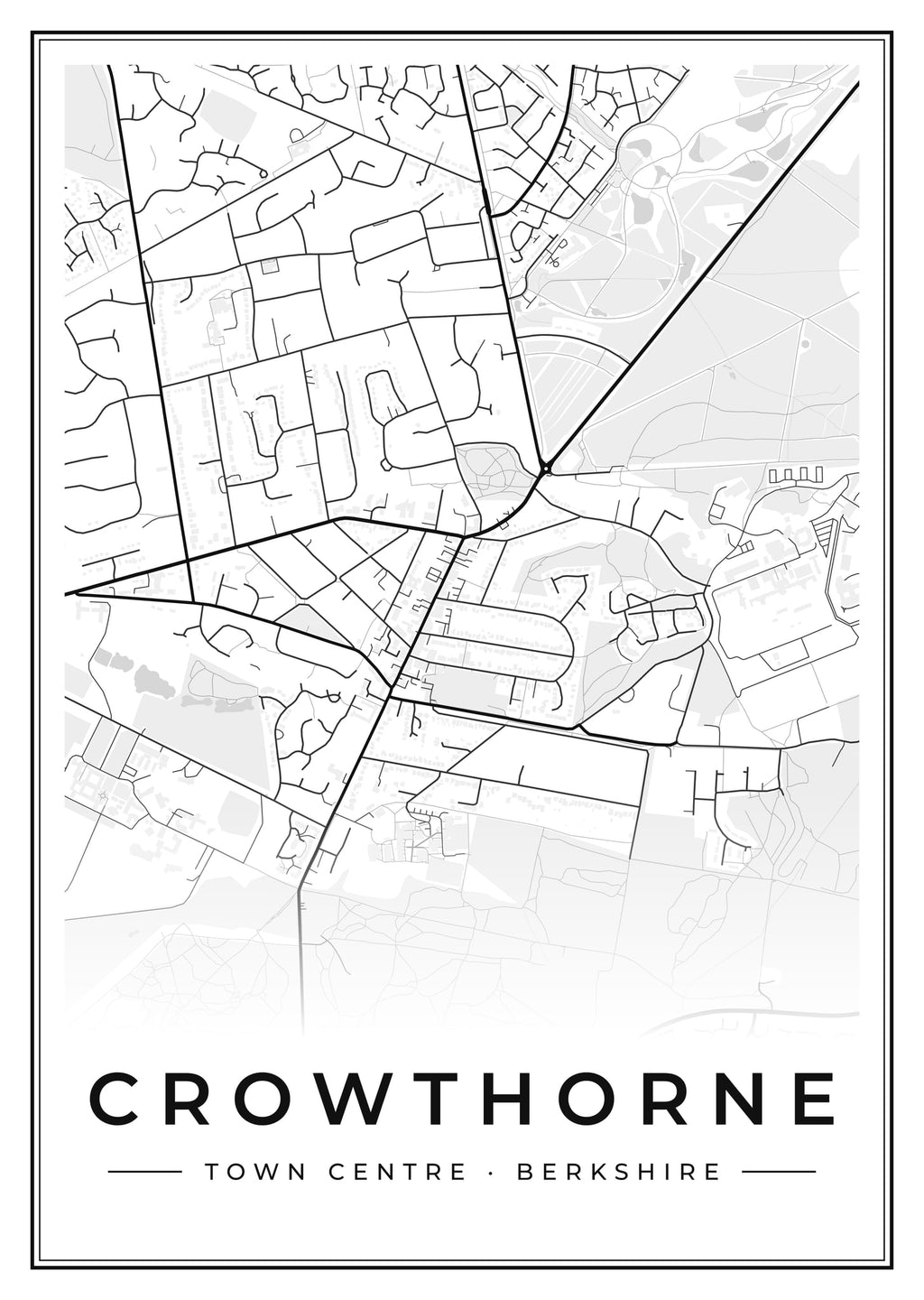 Street map poster of Crowthorne town centre, Berkshire
