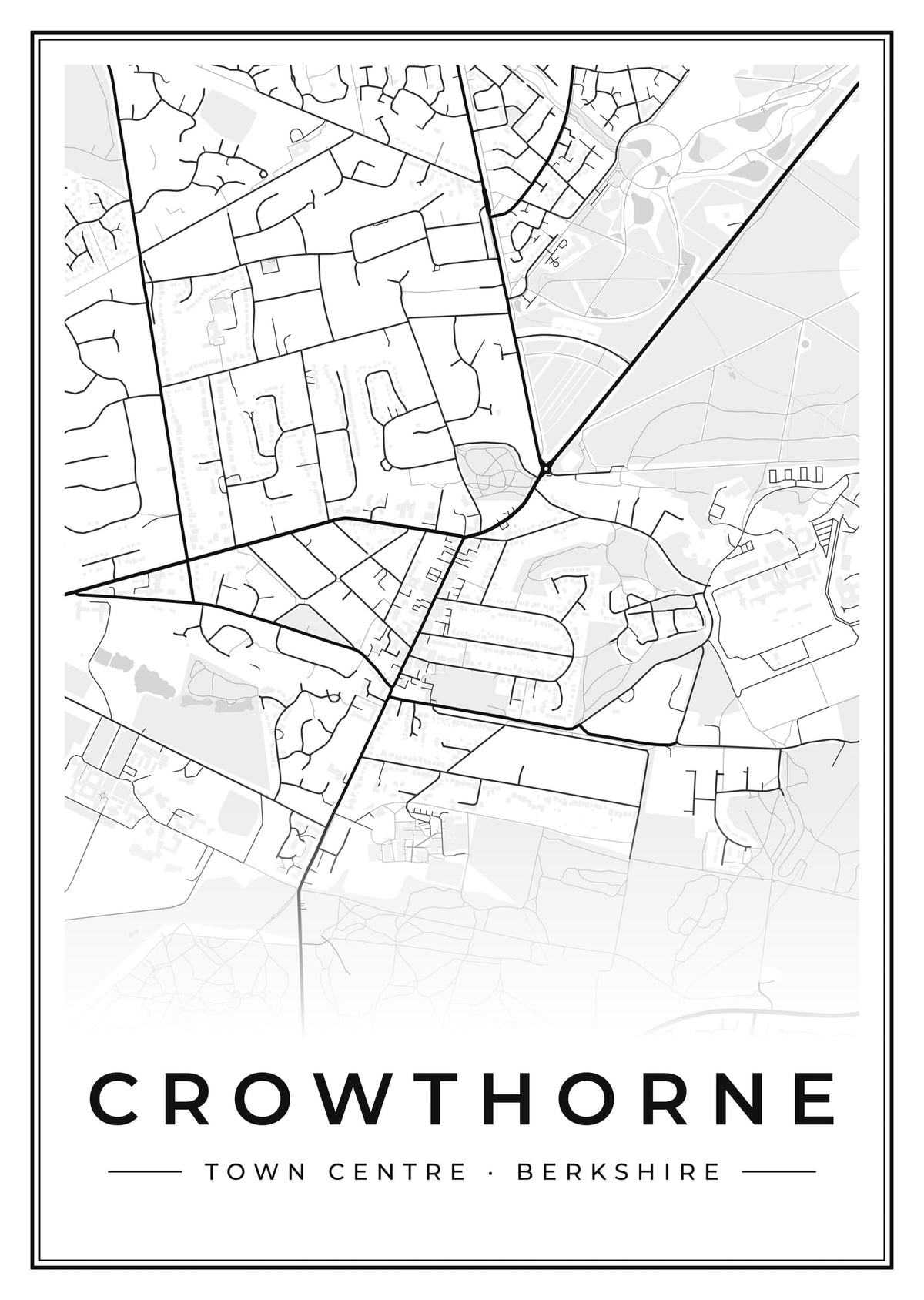 Street map poster of Crowthorne town centre, Berkshire