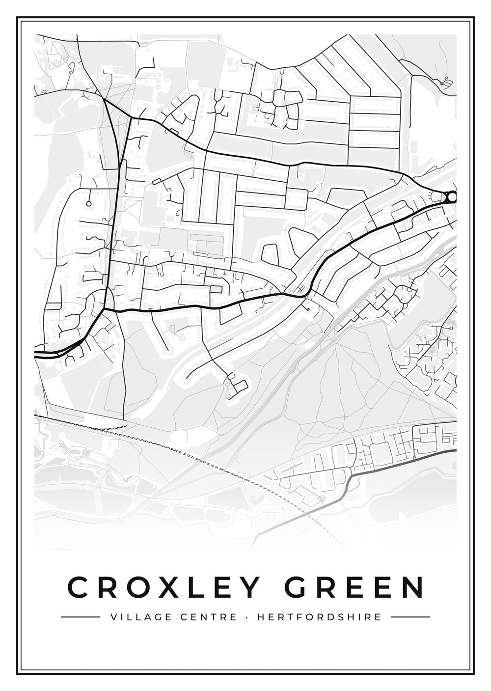 Croxley Green Village Centre Street Map Poster