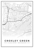 Street map poster of Croxley Green village centre, Hertfordshire