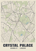 Heritage street map poster of Crystal Palace, Bromley, London