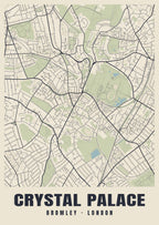 Heritage street map poster of Crystal Palace, Bromley, London