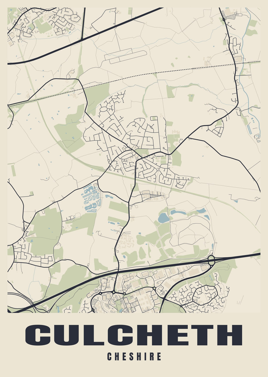 Street map poster of Culcheth, Cheshire