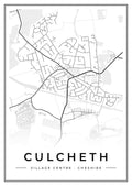 Street map poster of Culcheth village centre, Cheshire