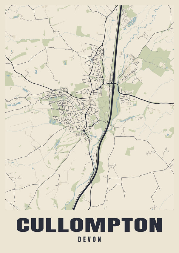 Cullompton Street Map Poster