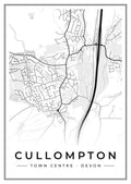 Street map poster of Cullompton town centre, Devon