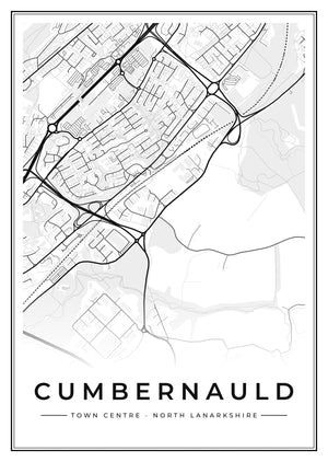 Cumbernauld Town Centre Street Map Poster