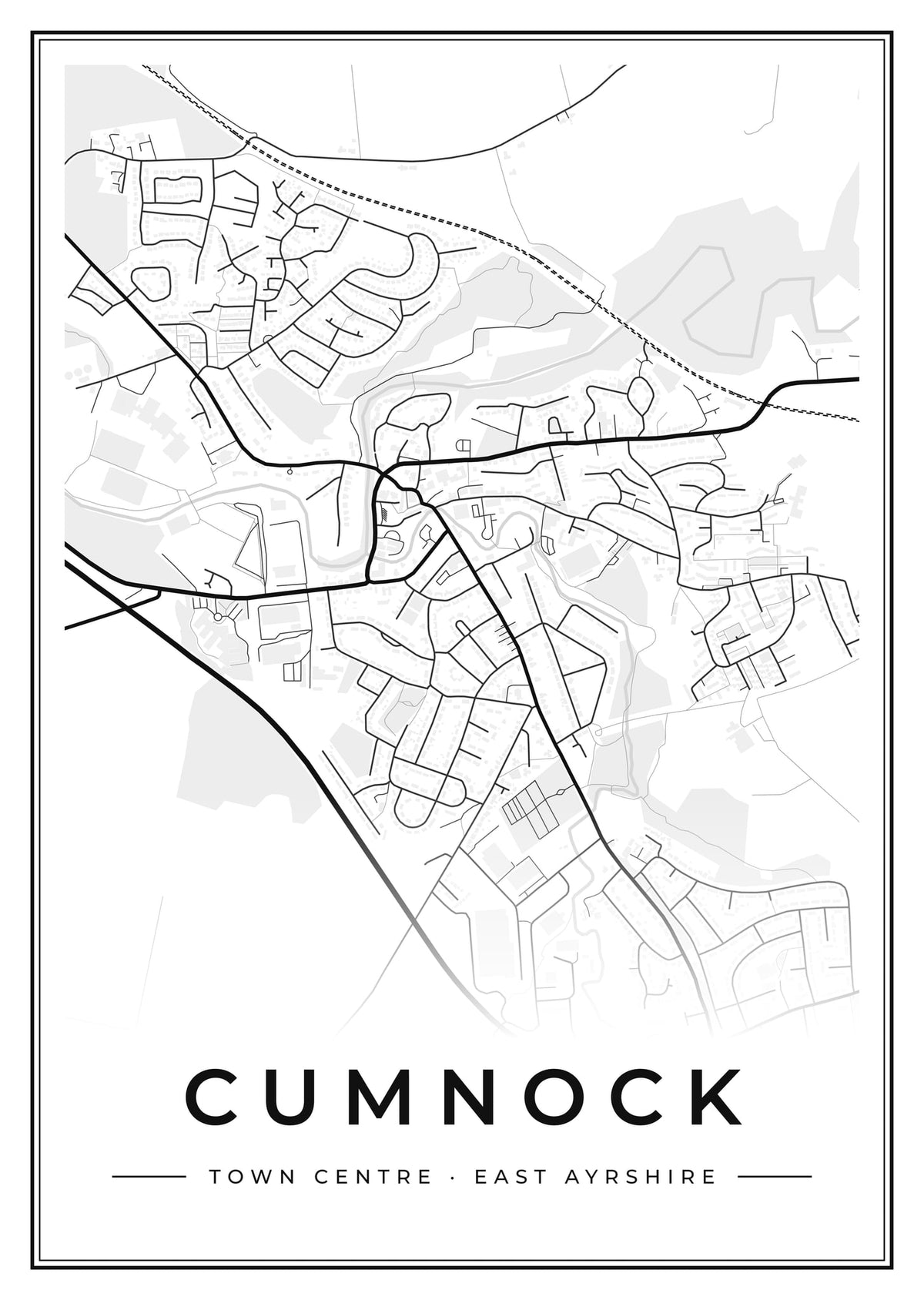Street map poster of Cumnock town centre, East Ayrshire