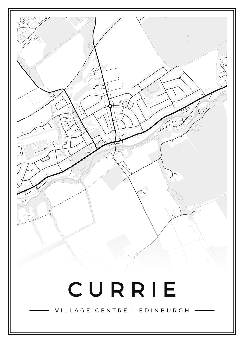 Currie Village Centre Street Map Poster