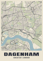 Street map poster of Dagenham, Greater London
