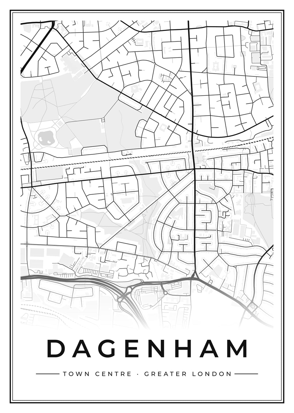 Street map poster of Dagenham town centre, Greater London