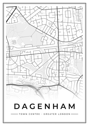 Dagenham Town Centre Street Map Poster