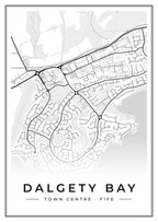 Street map poster of Dalgety Bay town centre, Fife