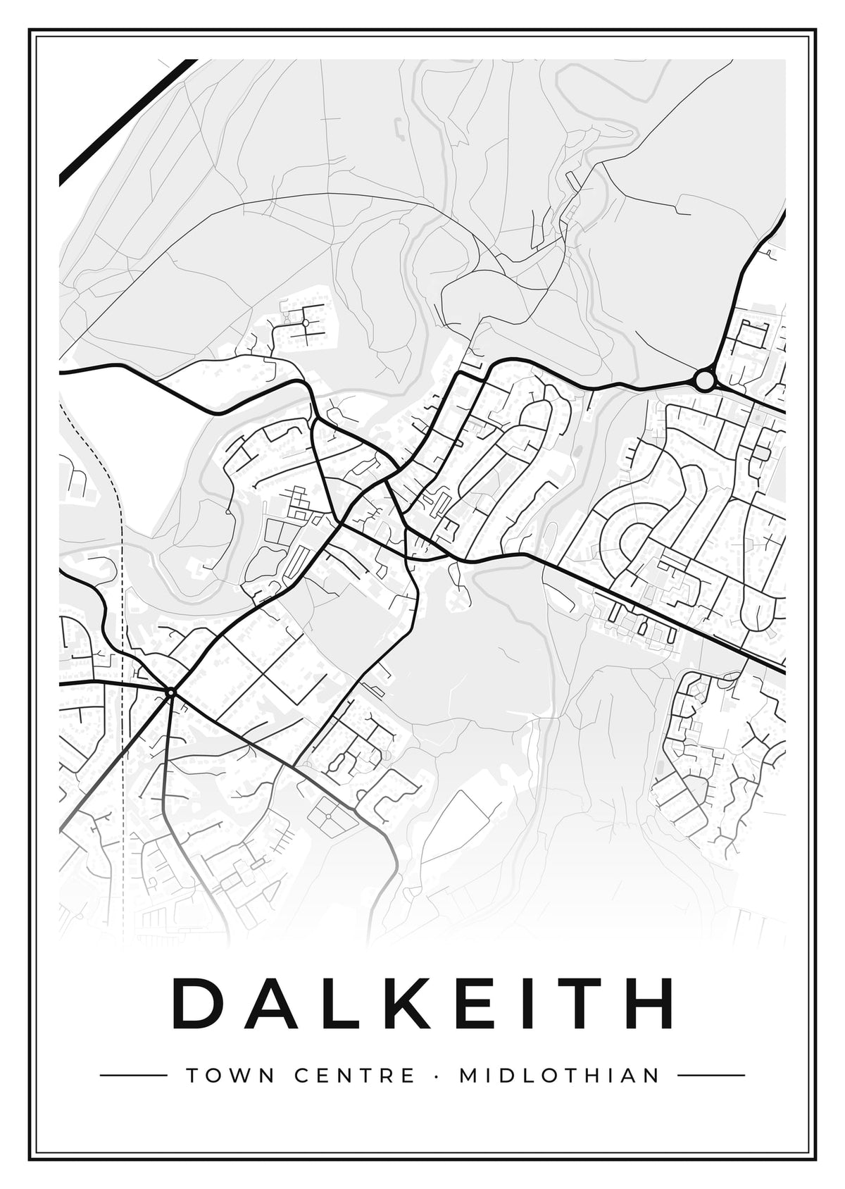 Street map poster of Dalkeith town centre, Midlothian