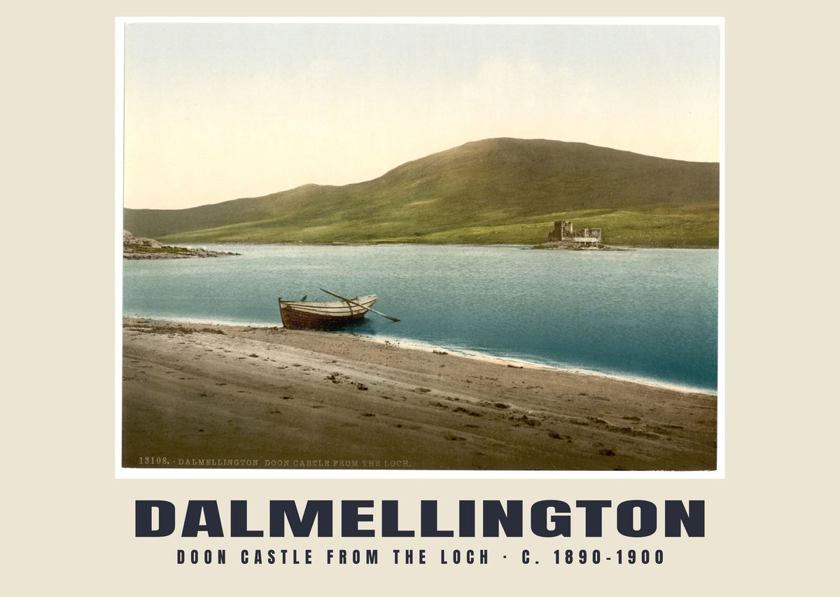 Doon Castle from the loch, Dalmellington, c. 1890–1900 heritage photograph