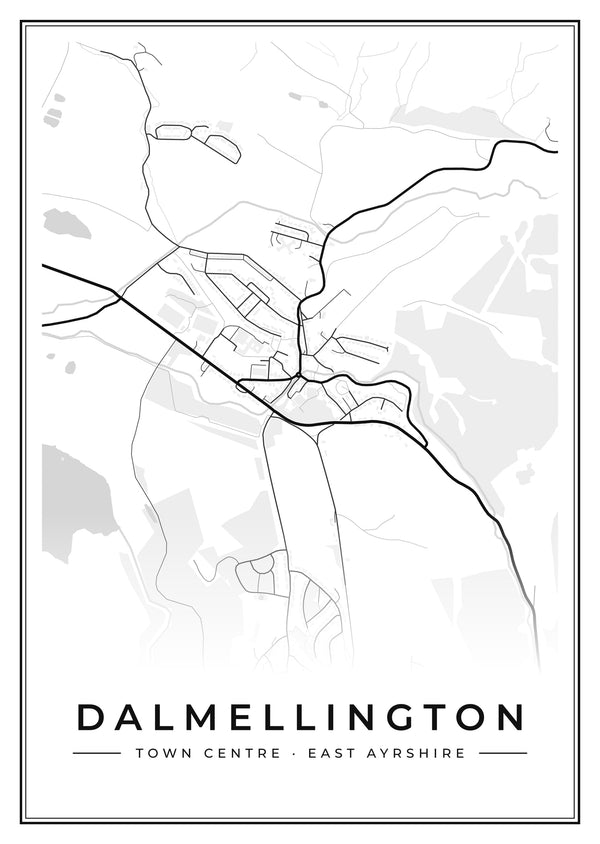 Dalmellington Town Centre Street Map Poster