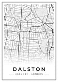 Street map poster of Dalston, Hackney, London