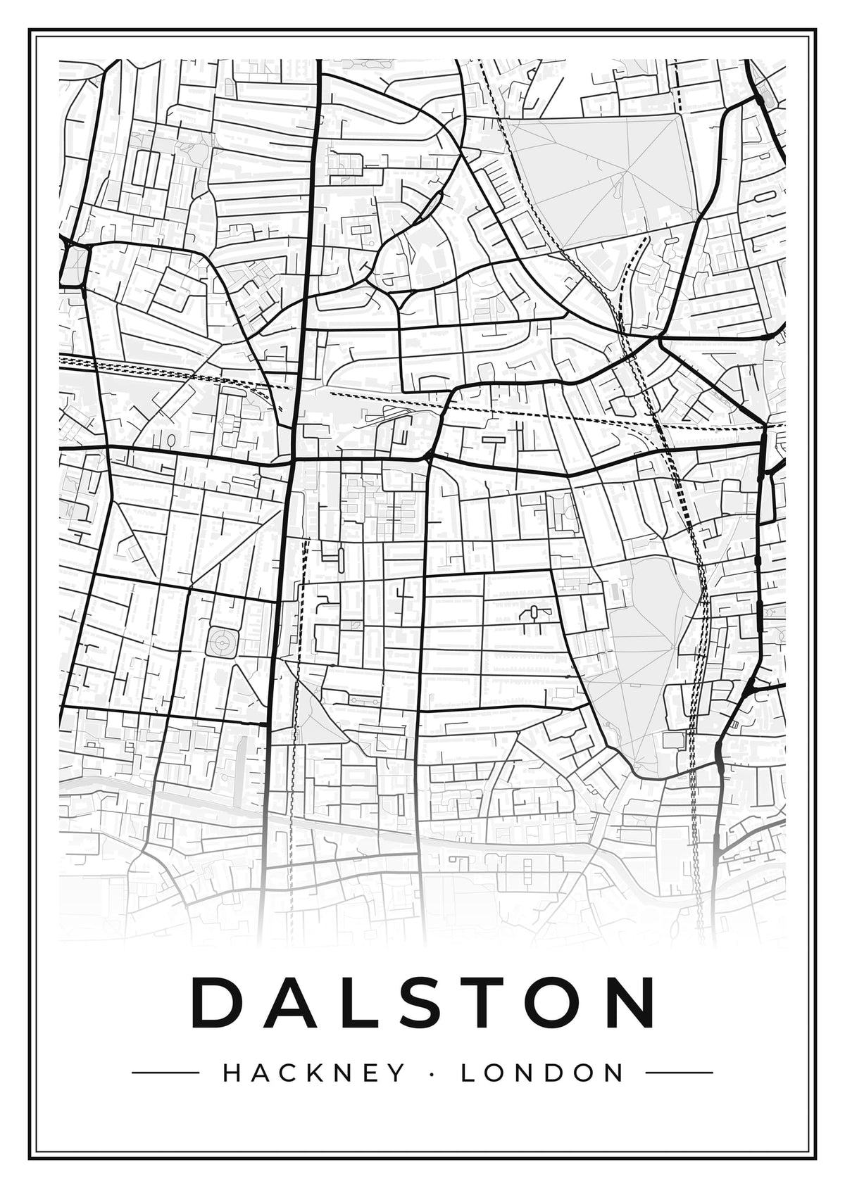 Street map poster of Dalston, Hackney, London